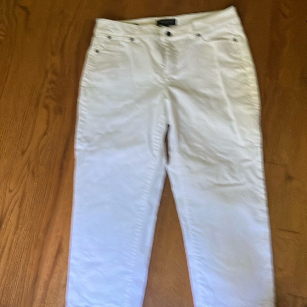 Talbots white denim cropped pants. Never worn, no tags. Petite, curvy